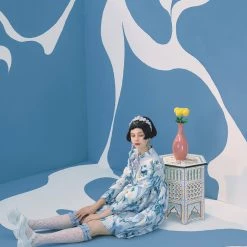 UNOSA Quiet Lily Qipao Style Puff Dress