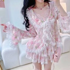 Summer Joy Sweet Summer Flowers Lace Skirt Set