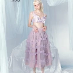Summer 2022 [UNOSA] Lost In Lavender Haze Lace Top And Skirt Set
