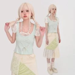 [Rose Island] Summer Mint Knit Top