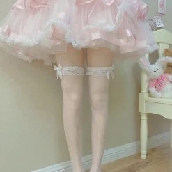 Japanese Lingeire New Arrivals [Basic] Dreamy Doll Ribbon Stocking Over Knees Socks