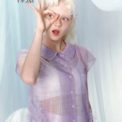 [UNOSA] Lost In Lavender Haze Bow Tank Top Corset Bud Shorts Set