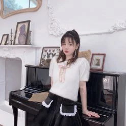 Nakiss [Mid Season Sale ] Snow Bun Bun Knitwear Cashmere Blend Top