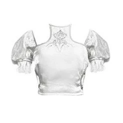 Blood Supply Silver Dragon Puff Sleeve Cutout Top New Arrivals