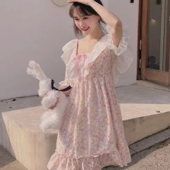 Rose Candy Summer 2022 Strawberry Candy Vintage Cotton Dress