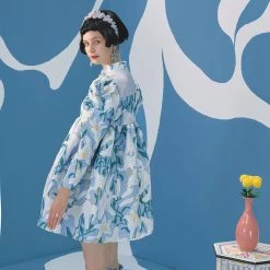 UNOSA Quiet Lily Qipao Style Puff Dress