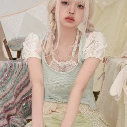 [Rose Island] Summer Mint Knit Top