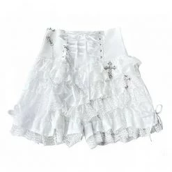 Blood Supply Summer 2022 God's Redemption Lace Tiered Shorts