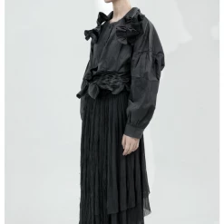 Mari Posa New Arrivals [Runway Couture] Black Rose Shirt And Skirt Set