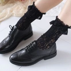 Peiliee Shop [Basic] Lolita Fairy Lace Below Knee Socks