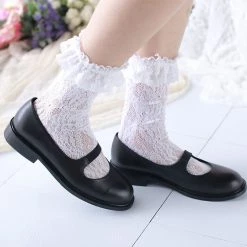 Peiliee Shop [Basic] Lolita Fairy Lace Below Knee Socks