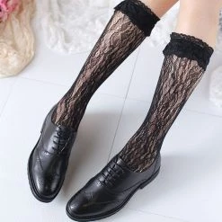 Peiliee Shop [Basic] Lolita Fairy Lace Below Knee Socks