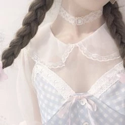 Peiliee Shop [2020 New] Yuki Hime Single Collar Pastel Babydoll Inner Blouse New Arrivals