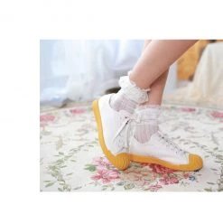 Peiliee Shop [Basic] Dolly Heart Lace Babydoll Below-knee Socks