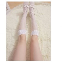 Peiliee Shop New Arrivals [Basic] Rose Fairy Lace Babydoll Below-knee Socks
