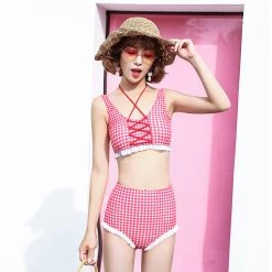 Peiliee Shop [SS2020] Love Strawberry Bikini Set High Waist