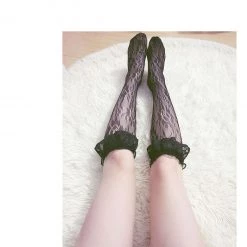 Peiliee Shop New Arrivals [Basic] Rose Fairy Lace Babydoll Below-knee Socks