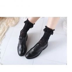 Peiliee Shop [Basic] Lolita Fairy Lace Below Knee Socks