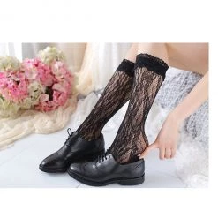 Peiliee Shop [Basic] Lolita Fairy Lace Below Knee Socks