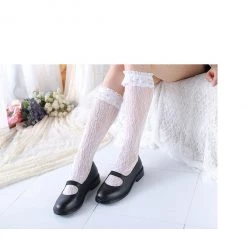 Peiliee Shop [Basic] Lolita Fairy Lace Below Knee Socks