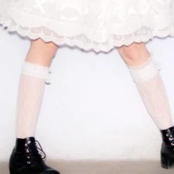 Peiliee Shop New Arrivals [Basic] Rose Fairy Lace Babydoll Below-knee Socks