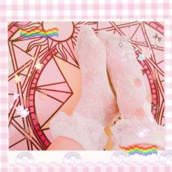 Peiliee Shop [Basic] Lolita Fairy Lace Below Knee Socks