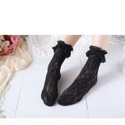 Peiliee Shop [Basic] Lolita Fairy Lace Below Knee Socks