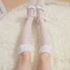 Peiliee Shop New Arrivals [Basic] Rose Fairy Lace Babydoll Below-knee Socks