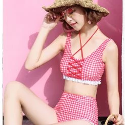 Peiliee Shop [SS2020] Love Strawberry Bikini Set High Waist