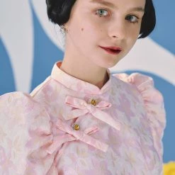 UNOSA Pink Lady Vintage Jacquard Qipao Dress Summer 2022