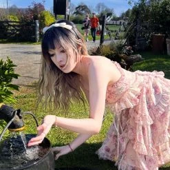 New Arrivals [Arilf SS22] Summer Juicy Peach Gentle Floral Dress