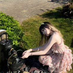 New Arrivals [Arilf SS22] Summer Juicy Peach Gentle Floral Dress