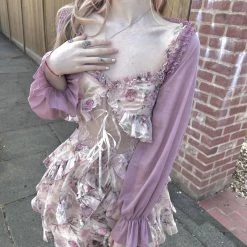 New Arrivals [Arilf SS22] Summer Juicy Peach Gentle Floral Dress