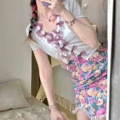 New Arrivals [Premium Selected] Plum Baby Floral Skirt (Designer Arilf)