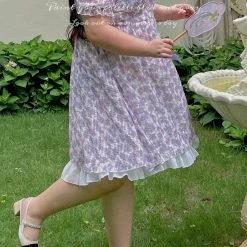 DAJUN [Curve Beauty] Galaxy Candy Floral Chiffon Dress