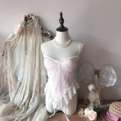 RosySwan New Arrivals [Handmade] A Night In Paris Pink Vintage Lingerie Body