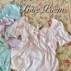 Basic Fashion New Arrivals [Basic] Love Poem Satin Dress