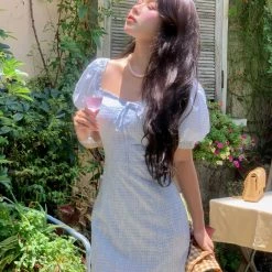 Boss JIA New Arrivals Dream Of The Love Sea Lace And Gingham Mini Dress