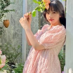 Rose Candy Rose Love Baby Doll Puff Sleeves Dress