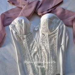 Peiliee X Blueberry Pie Vintage New Arrivals [Vintage Rework] Vintage Corset Bustier In Cream Beige Corset