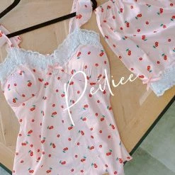 Peiliee Design [Mid Season SALE] Cherry Night Sleepwear Loungewear Set