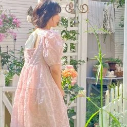 Rose Candy Rose Love Baby Doll Puff Sleeves Dress