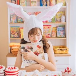 Peiliee Shop Bun Bun Love Sweet Faux Fur Hat