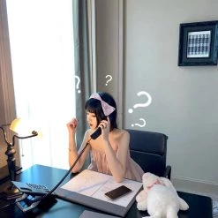 New Arrivals [Mid Season Sale] Escaped Bunny In Peach Flower Garden Dress (designer Arilf)