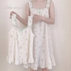 RIBERRY [Petite] Tulips And You Soft Lounge Wear Dress Pjs New Arrivals