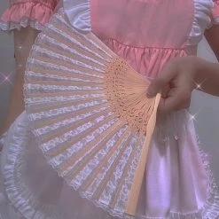 Peiliee Shop [Basic] Kyoto Sakura Season - Lace Handle Fan