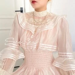 Sweet Piknis [Premium Selected] My Golden Days Vintage Antique Edwardian Soft Pink Dress Set