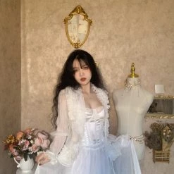 MANXI VINTAGE [Limited Edition] Butterfly Garden Chiffon Cardigan Skirt Set New Arrivals