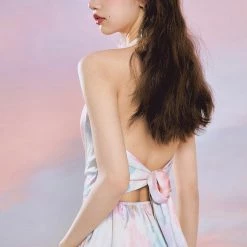 Mummy Cat Watercolor Painting Satin Dress