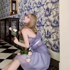 Peiliee Shop [Premium Selected] Iris Pallida Lam Lavender Dress New Arrivals